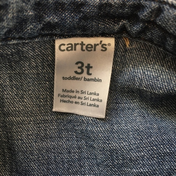 Carter's Toddler Girl's All Cotton Denim Blue Long Sleeves Half Button Up Dress - Picture 6 of 14